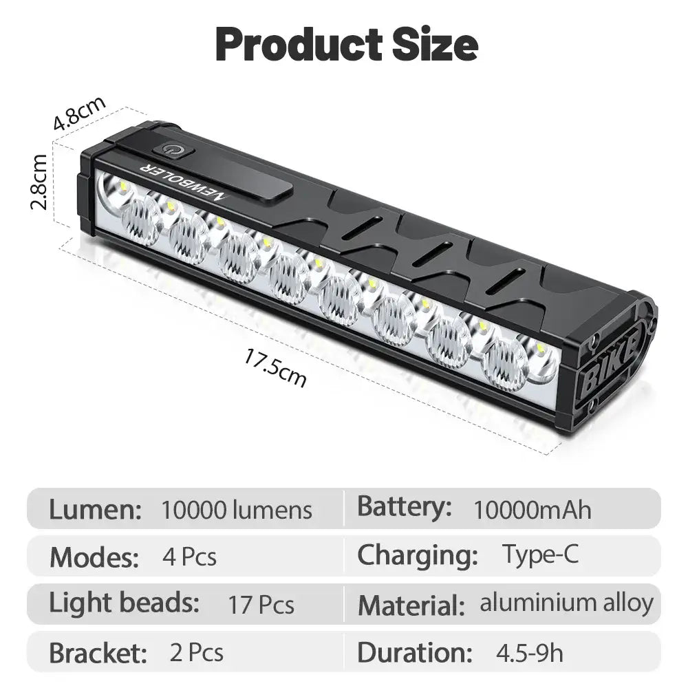 Bicycle Light Front 10000Lumen Bike Light 10000mAh Waterproof Flashlight Type-C Charging MTB Road Cycling Lamp