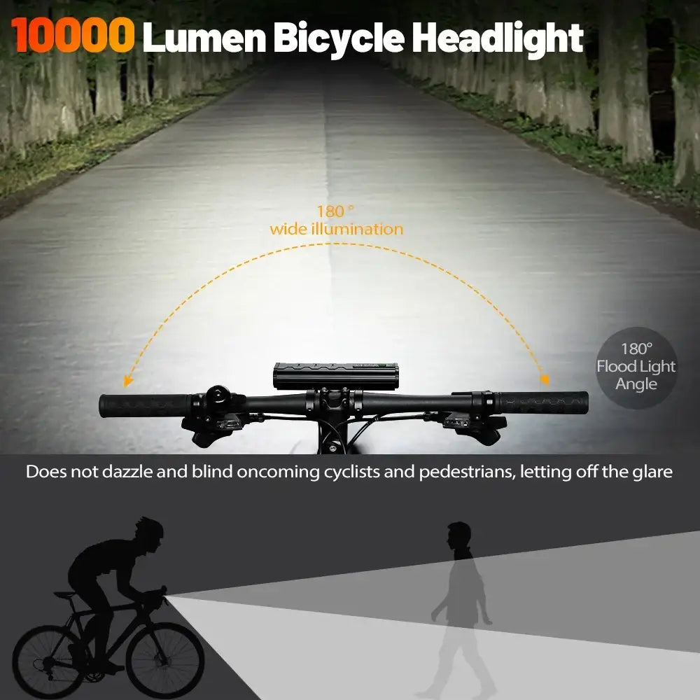 Bicycle Light Front 10000Lumen Bike Light 10000mAh Waterproof Flashlight Type-C Charging MTB Road Cycling Lamp
