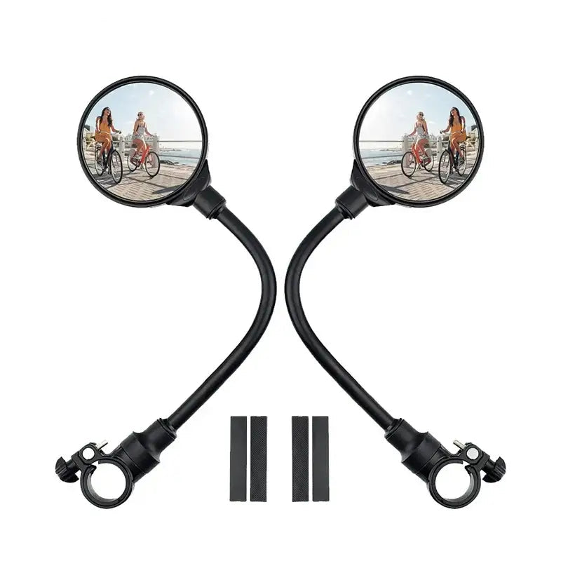 Bicycle Rearview Handlebar Mirrors 360 Rotatable for Mountain Road Bike Motorcycle Bendable Hose Adjustable Rearview