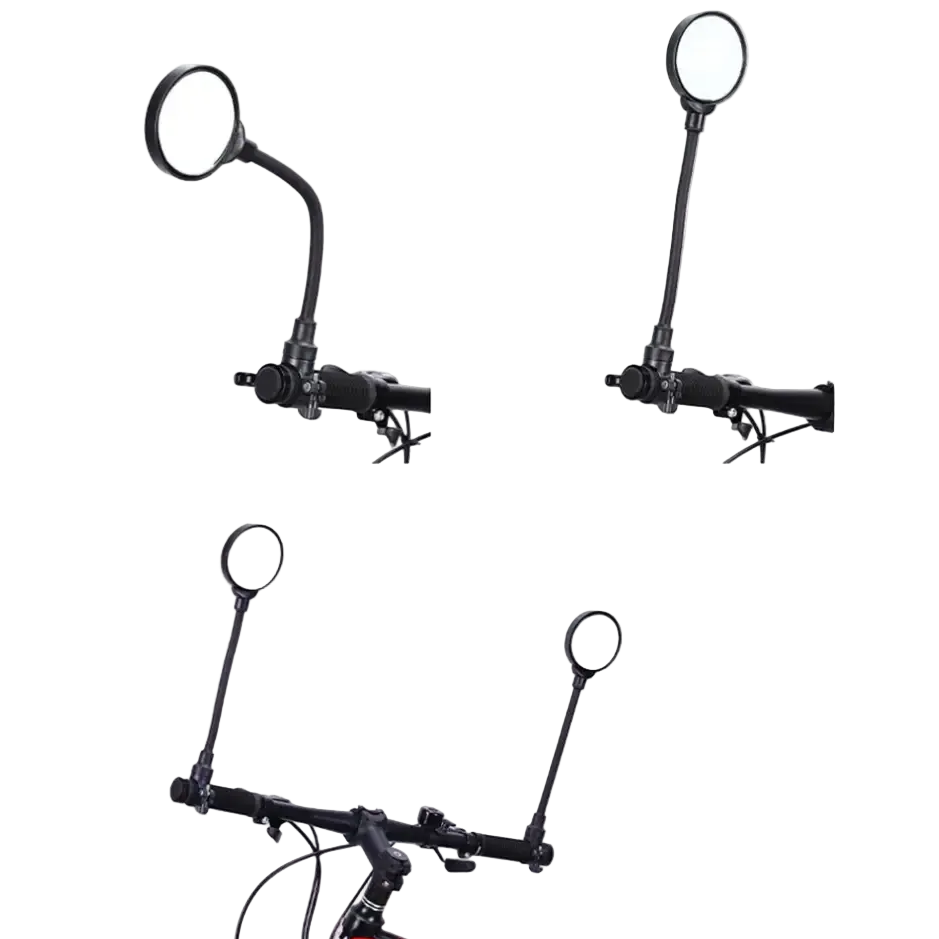Bicycle Rearview Handlebar Mirrors 360 Rotatable for Mountain Road Bike Motorcycle Bendable Hose Adjustable Rearview