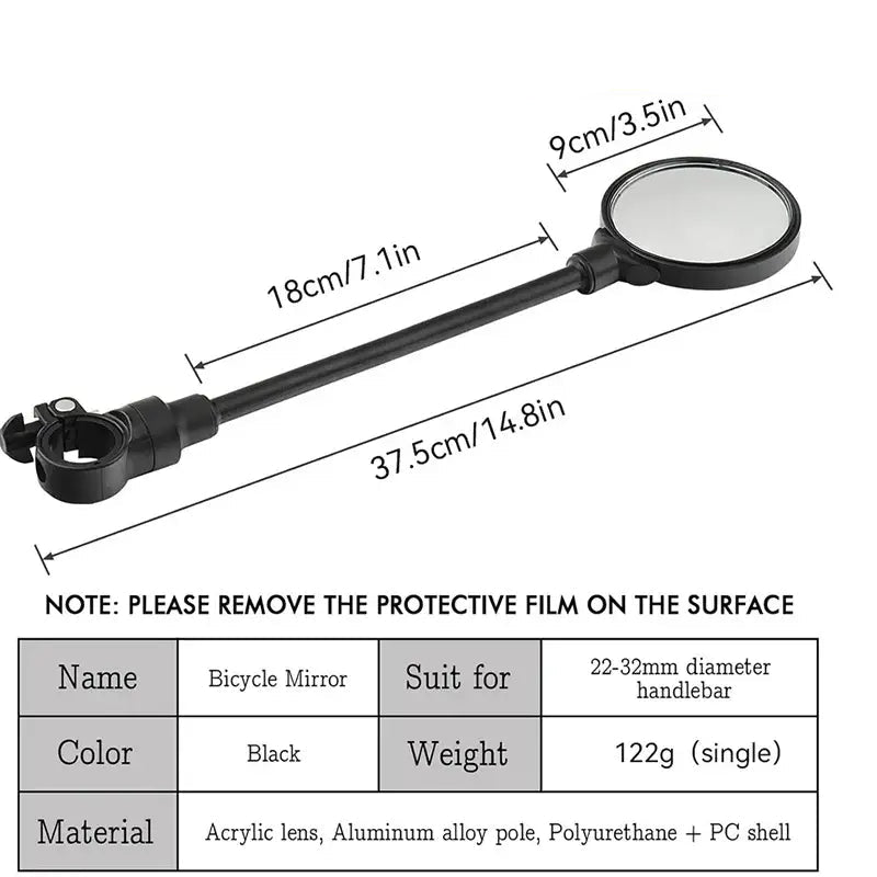 Bicycle Rearview Handlebar Mirrors 360 Rotatable for Mountain Road Bike Motorcycle Bendable Hose Adjustable Rearview