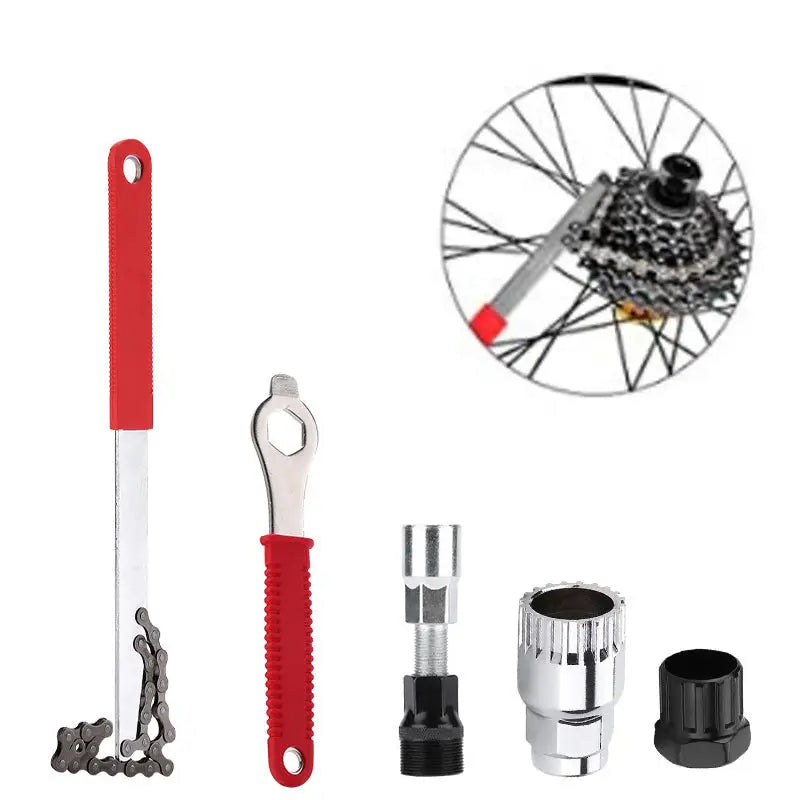 Bicycle Repair Tool Bike Extractor + Spoke Wrench + Chain Breaker + Bottom Bracket/Freewheel Removal Tool + Wrench