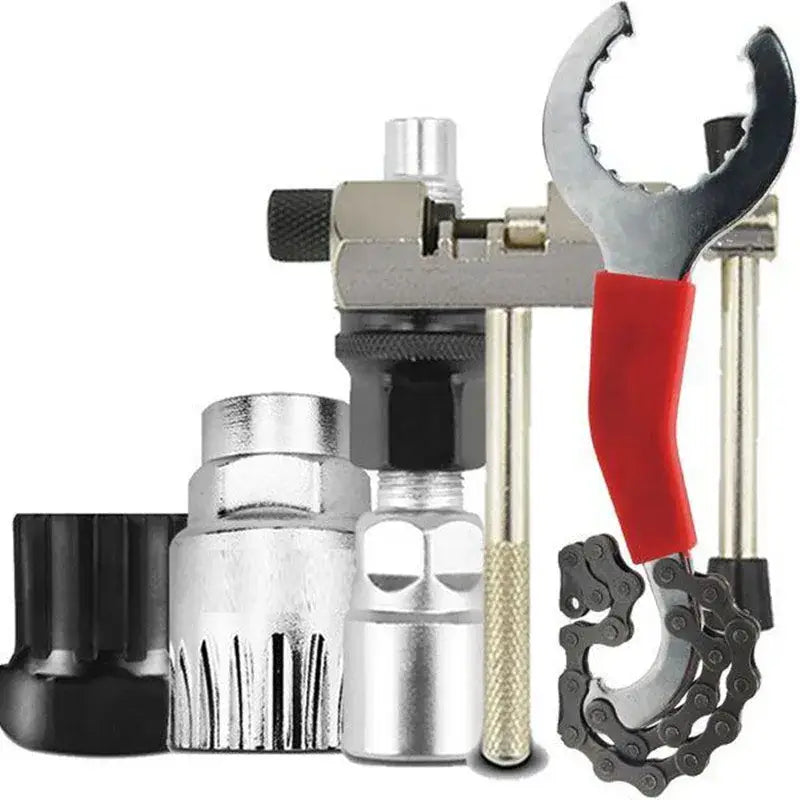 Bicycle Repair Tool Bike Extractor + Spoke Wrench + Chain Breaker + Bottom Bracket/Freewheel Removal Tool + Wrench