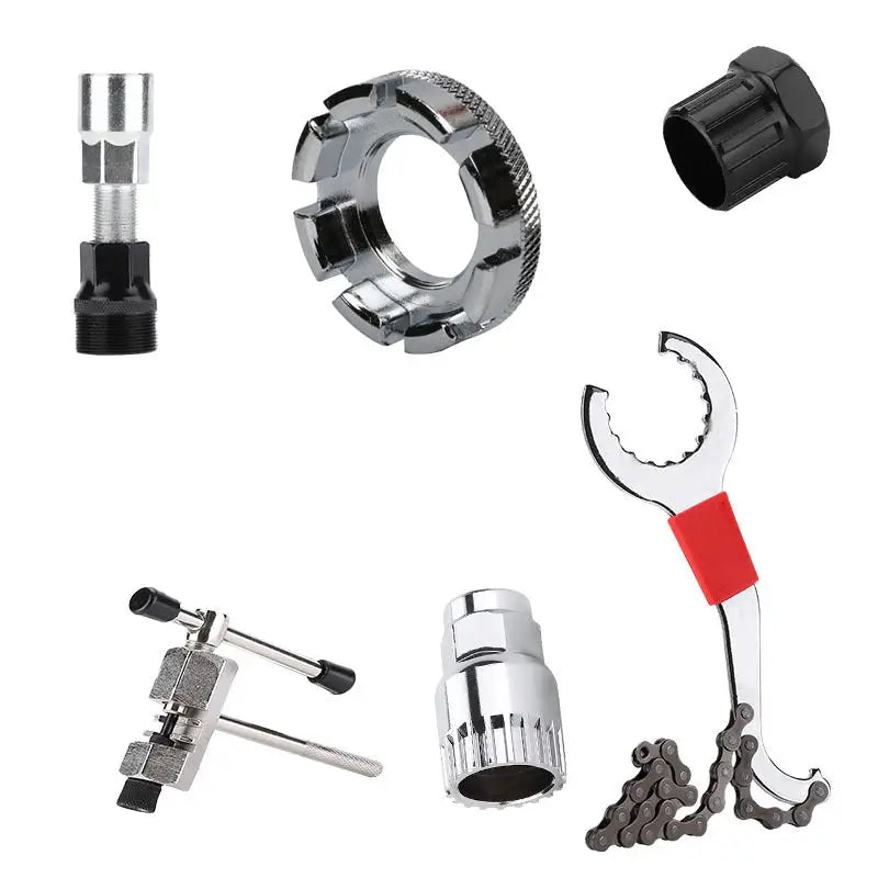 Bicycle Repair Tool Bike Extractor + Spoke Wrench + Chain Breaker + Bottom Bracket/Freewheel Removal Tool + Wrench