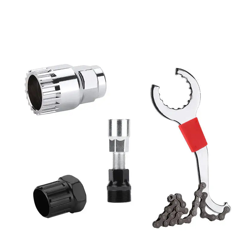 Bicycle Repair Tool Bike Extractor + Spoke Wrench + Chain Breaker + Bottom Bracket/Freewheel Removal Tool + Wrench