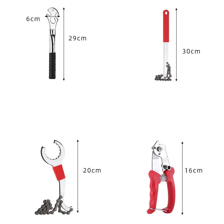 Bicycle Repair Tool Bike Extractor + Spoke Wrench + Chain Breaker + Bottom Bracket/Freewheel Removal Tool + Wrench