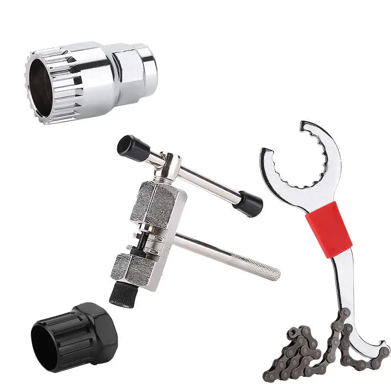 Bicycle Repair Tool Bike Extractor + Spoke Wrench + Chain Breaker + Bottom Bracket/Freewheel Removal Tool + Wrench