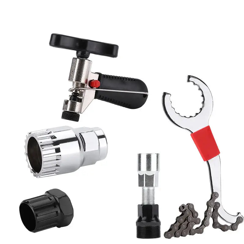 Bicycle Repair Tool Bike Extractor + Spoke Wrench + Chain Breaker + Bottom Bracket/Freewheel Removal Tool + Wrench
