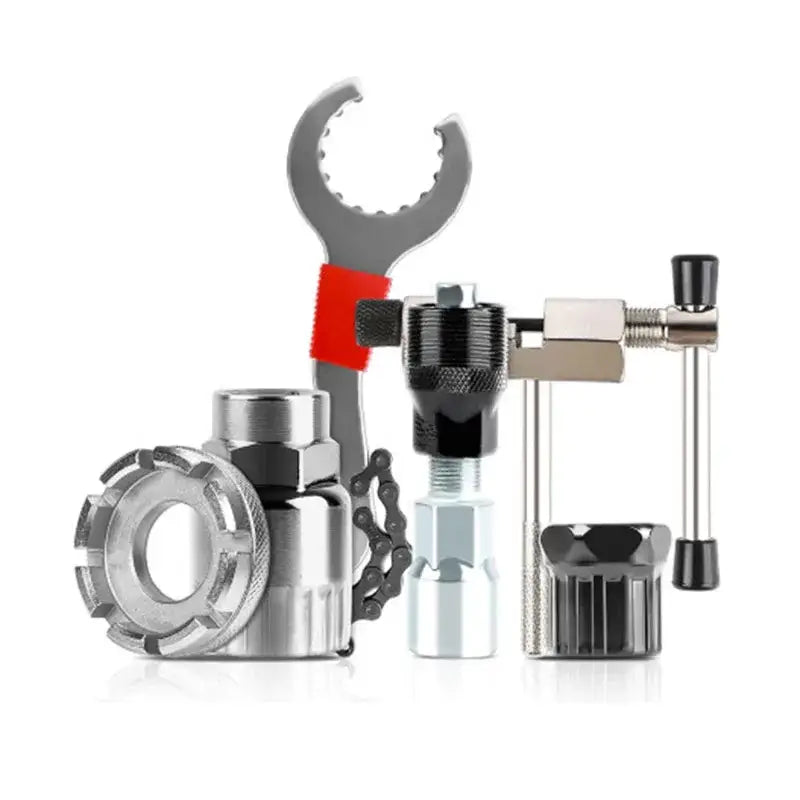 Bicycle Repair Tool Bike Extractor + Spoke Wrench + Chain Breaker + Bottom Bracket/Freewheel Removal Tool + Wrench