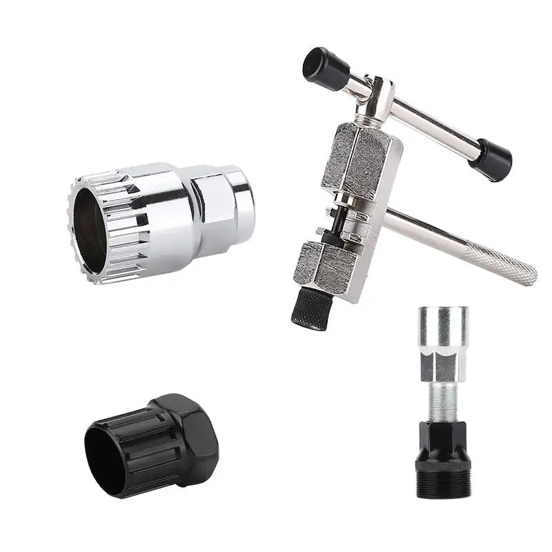 Bicycle Repair Tool Bike Extractor + Spoke Wrench + Chain Breaker + Bottom Bracket/Freewheel Removal Tool + Wrench