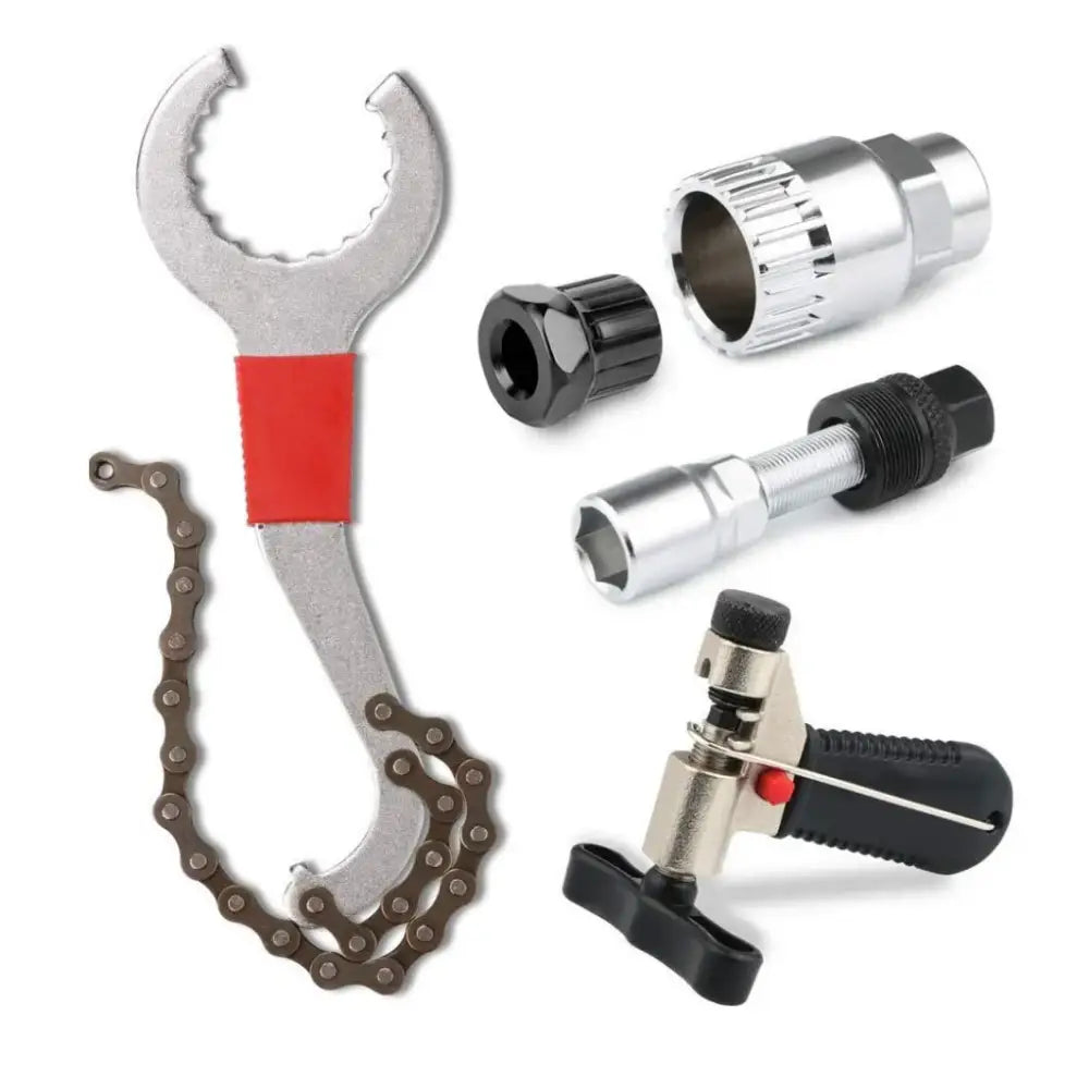 Bicycle Repair Tool Bike Extractor + Spoke Wrench + Chain Breaker + Bottom Bracket/Freewheel Removal Tool + Wrench