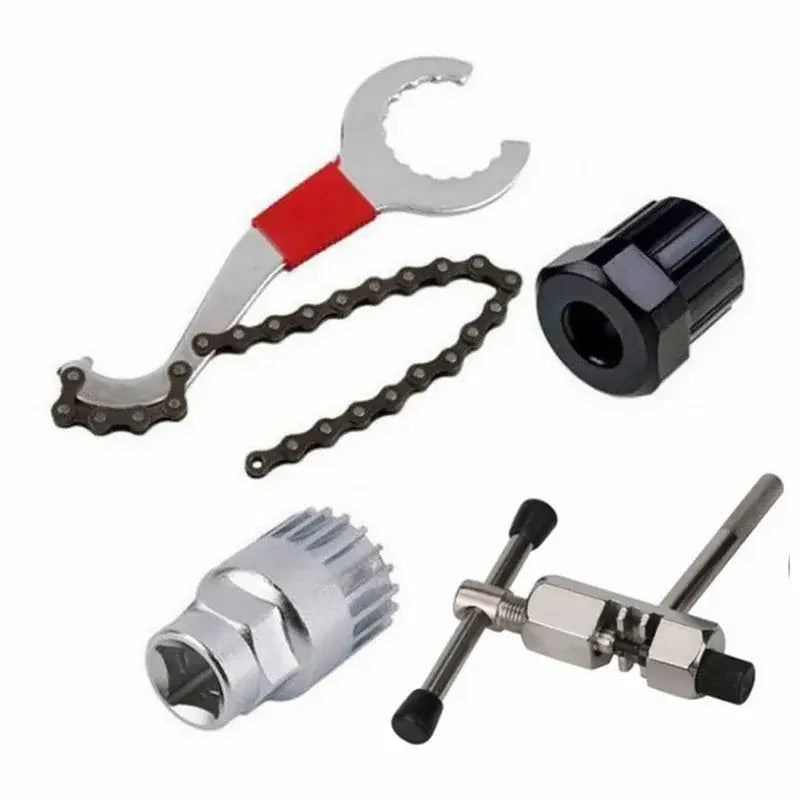Bicycle Repair Tool Bike Extractor + Spoke Wrench + Chain Breaker + Bottom Bracket/Freewheel Removal Tool + Wrench