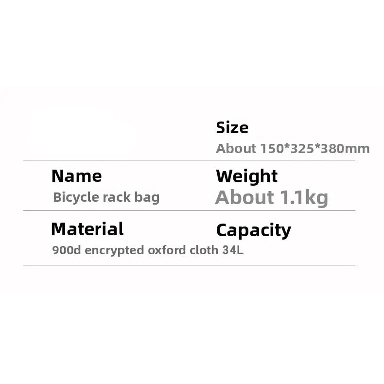 Bike Bag Accessories Panniers for Bicycle Rear Rack 25/34L Waterproof Mountain Electric Bike Saddle Bags for Cycling