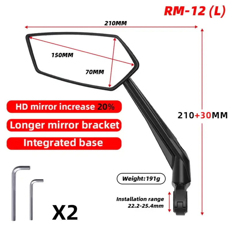 Bike Rear View Mirror 360° Adjustable (different models available) - RM12 Left / Rear View Mirror - SS