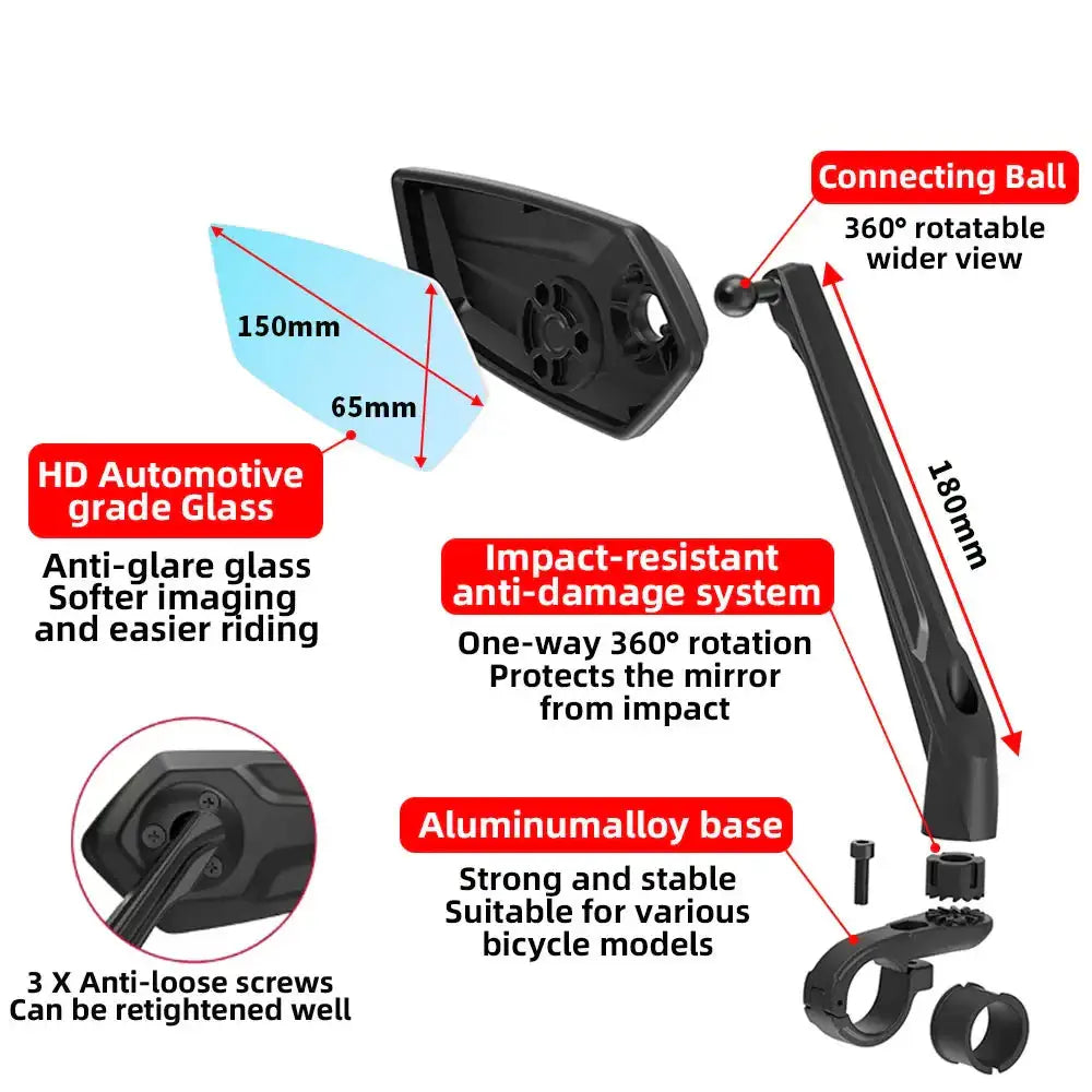 Bike Rear View Mirror 360° Adjustable (different models available) - SS