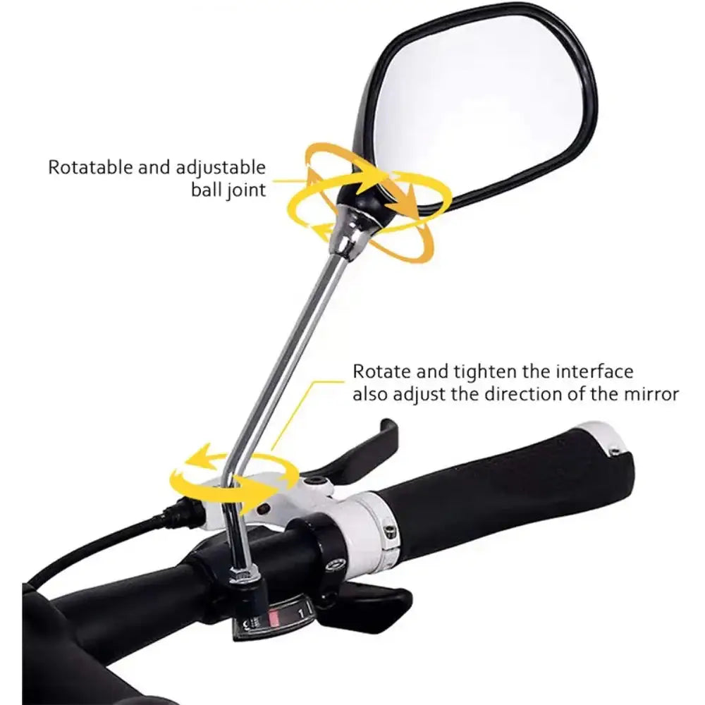 Bike Rearview Mirror 360° Adjustable with Reflector - Black - SS