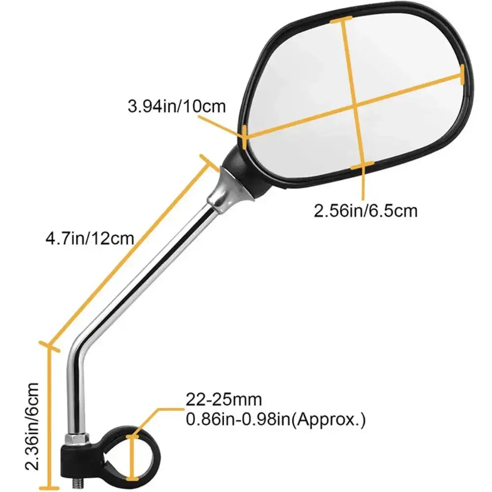 Bike Rearview Mirror 360° Adjustable with Reflector - Black - SS