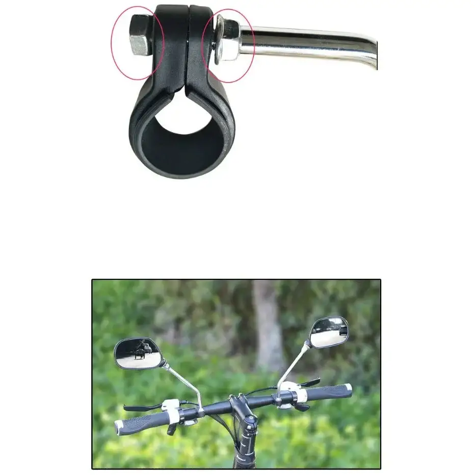 Bike Rearview Mirror 360° Adjustable with Reflector - Black - SS