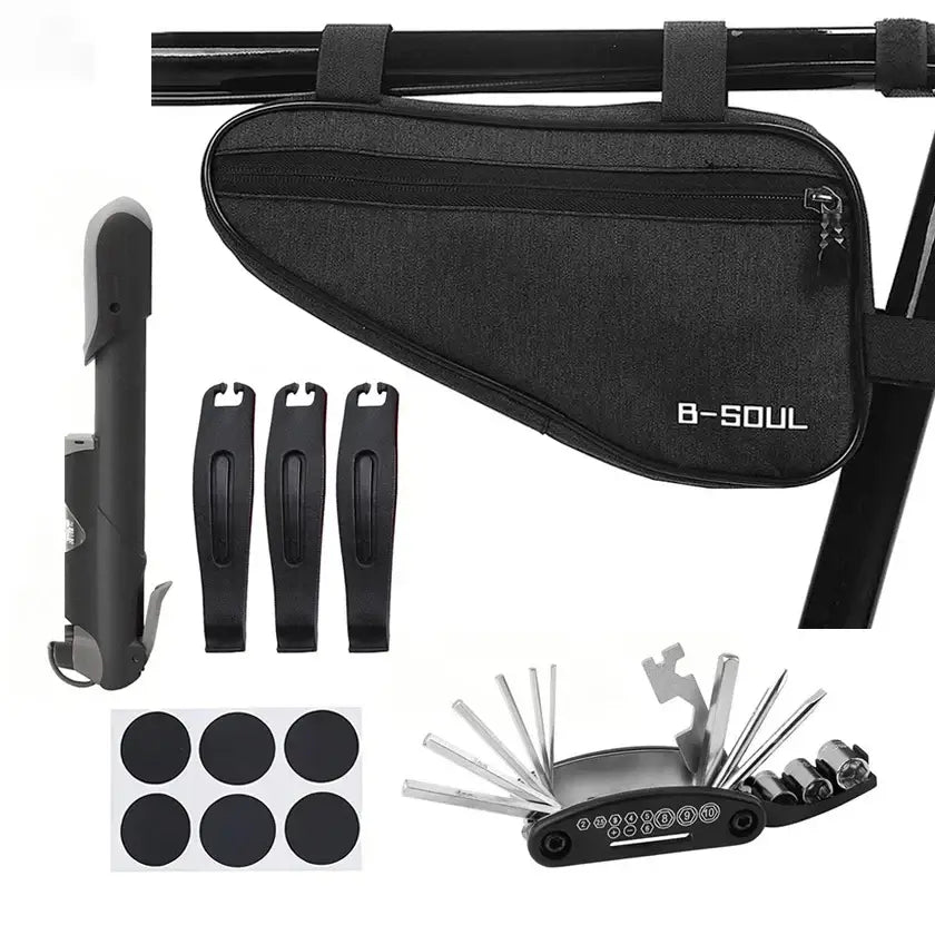 Bike Repair Kit Bicycle Tube Bag with Mini Pump 16-in-1 Multi-Tool Tire Lever Patches Emergency Tool Set for MTB Bike