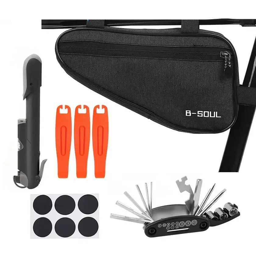 Bike Repair Kit Bicycle Tube Bag with Mini Pump 16-in-1 Multi-Tool Tire Lever Patches Emergency Tool Set for MTB Bike