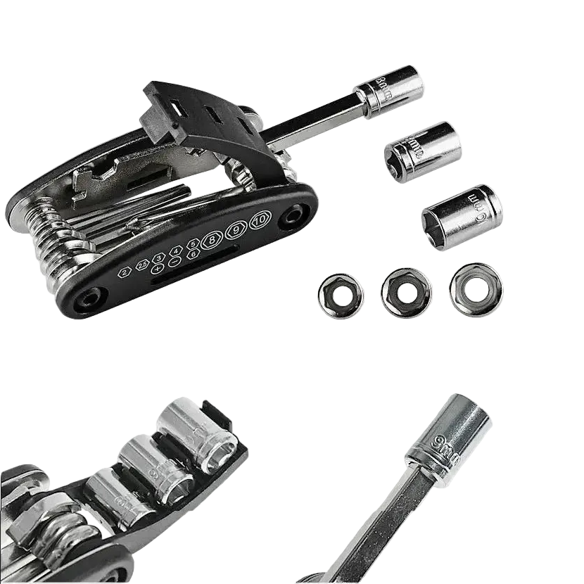 Bike Repair Kit Bicycle Tube Bag with Mini Pump 16-in-1 Multi-Tool Tire Lever Patches Emergency Tool Set for MTB Bike