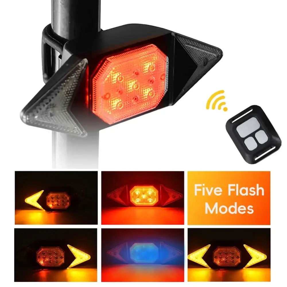 Bike Smart Light Wireless Remote Control Cycling Turning Signal Taillight USB Bicycle Rechargeable Rear Light LED