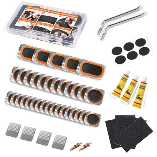 Bike Tire Repair Kit with Vulcanizing Glue Patches Bicycle Tube Puncture Set for Mountain Road Cycling Bike Accessories