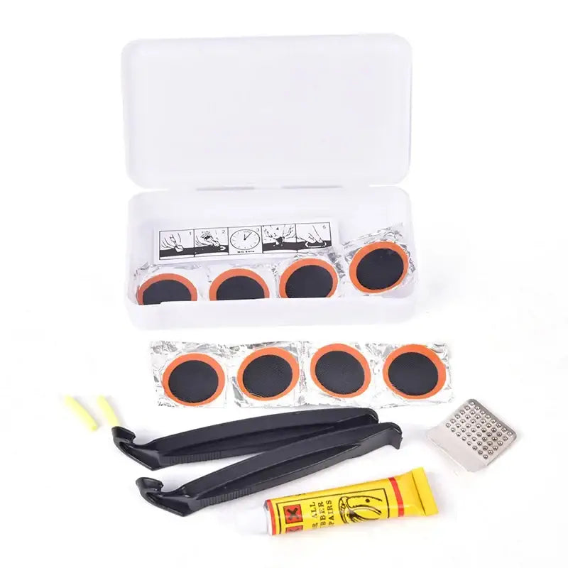 Bike Tyre Tube Bicycle Puncture Repair Tool Kit with box Cycle Lever Adhesive - 1set