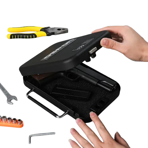 Biometric Gun Safe Box – Mini Fingerprint & Password Vault - SS