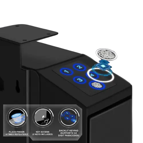 Biometric Handgun Safe with Fingerprint & PIN - Handgun Gun Safe - SS