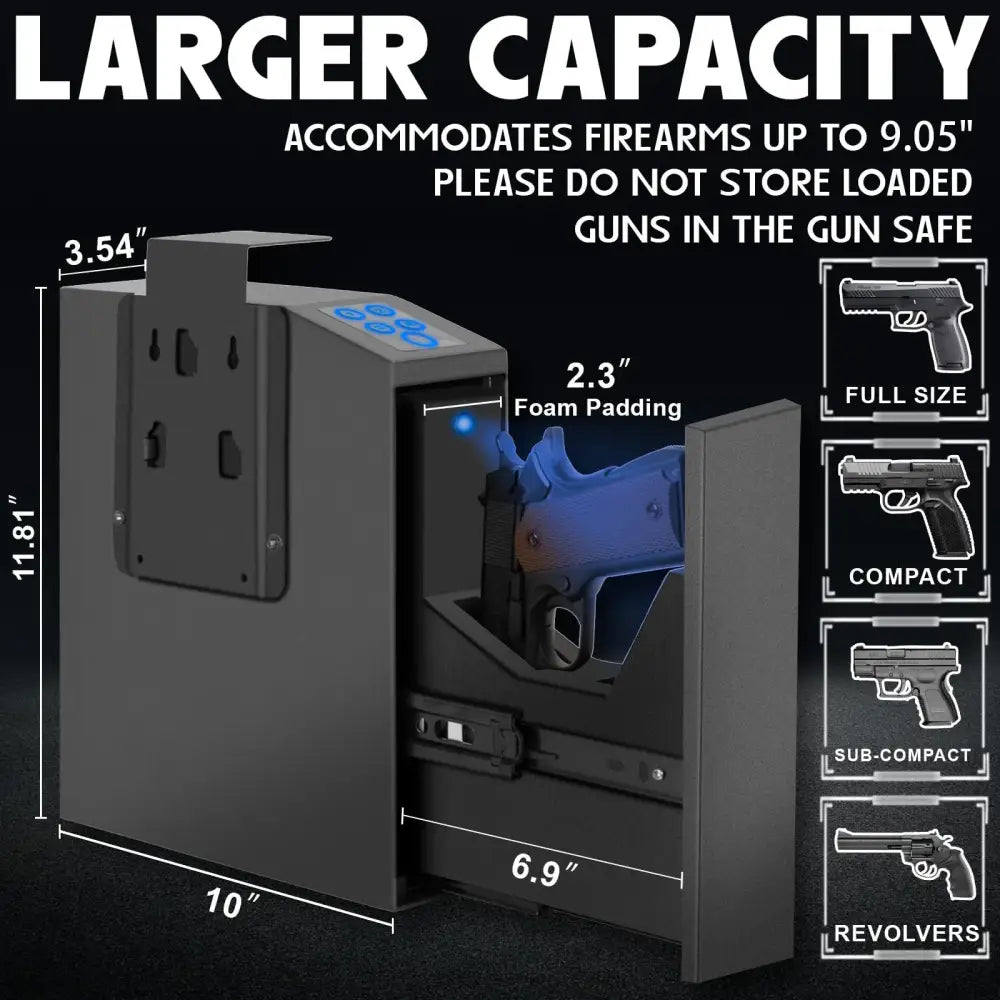 Biometric Handgun Safe with Fingerprint & PIN - Handgun Gun Safe - SS