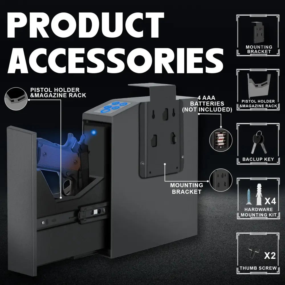 Biometric Handgun Safe with Fingerprint & PIN - Handgun Gun Safe - SS