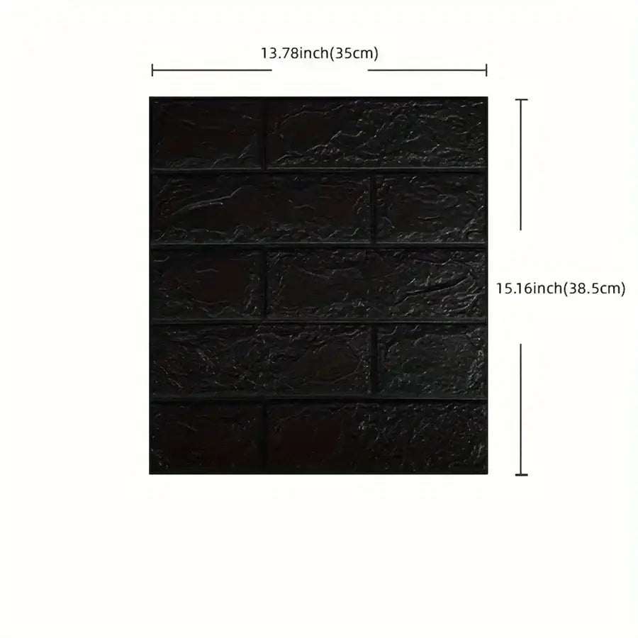 Black Brick Pattern Self-Adhesive Wallpaper (40 Pcs) - Black / 40Pcs 38.5X35cm - SS