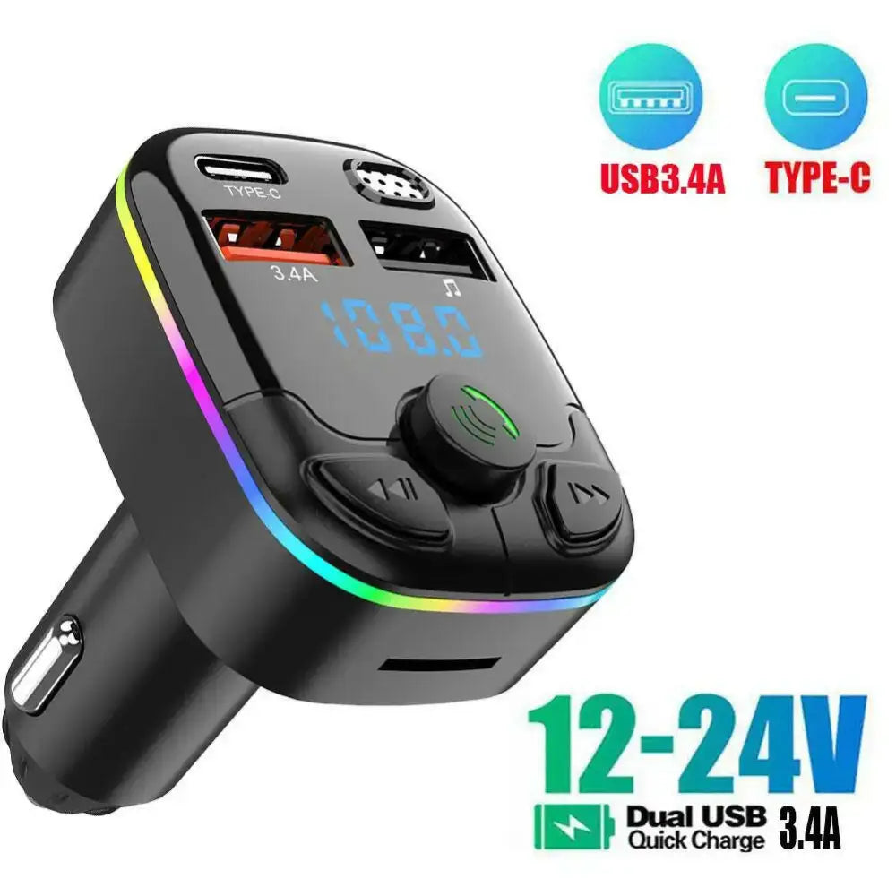 Bluetooth 5.0 Car FM Transmitter - Straight Mount