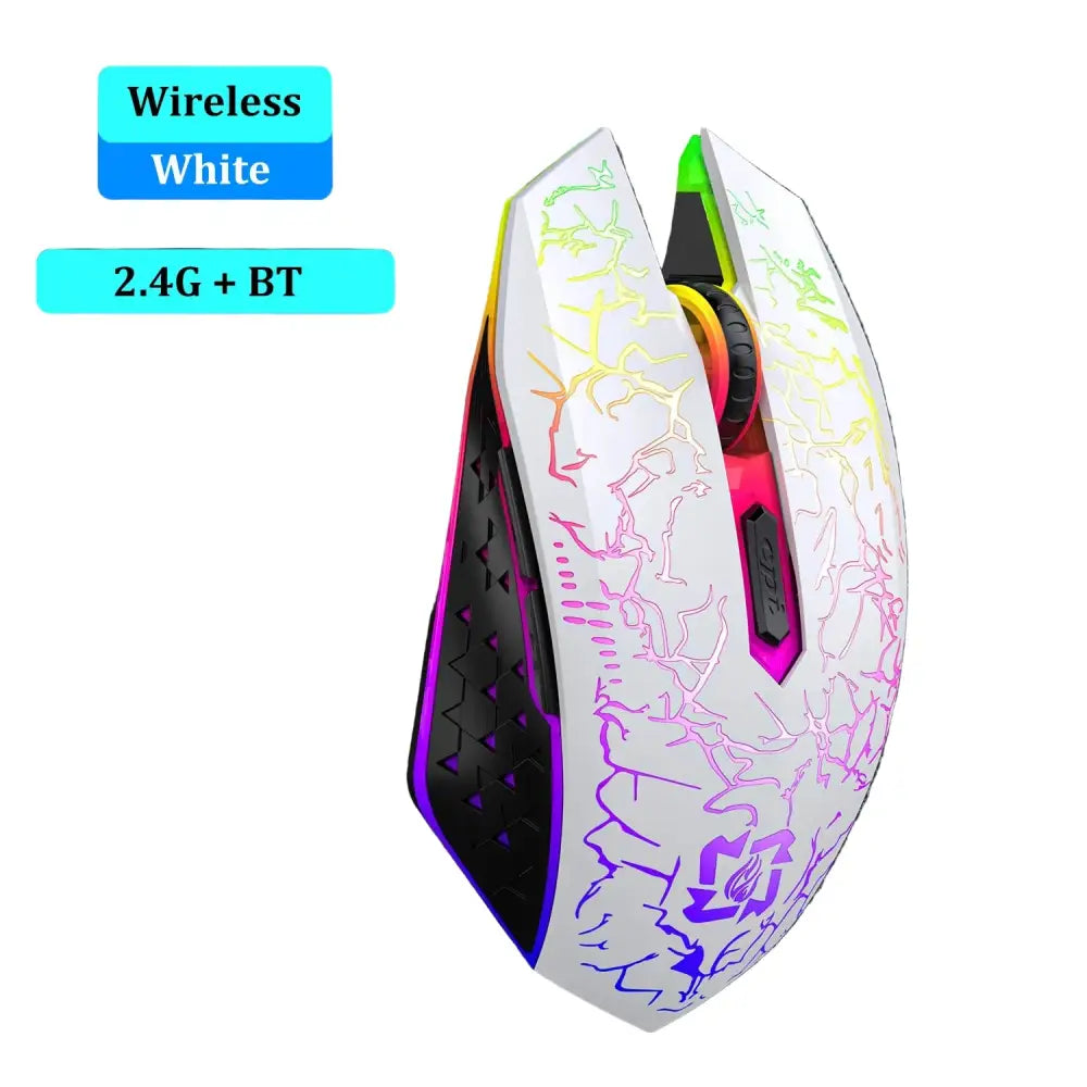 Bluetooth 5.2 RGB Dual-Mode Wireless Gaming Mouse (different models available) - 2.4G BT5.2 White / Mouse - 9eight5