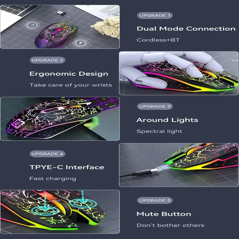 Bluetooth 5.2 RGB Dual-Mode Wireless Gaming Mouse (different models available) - 9eight5