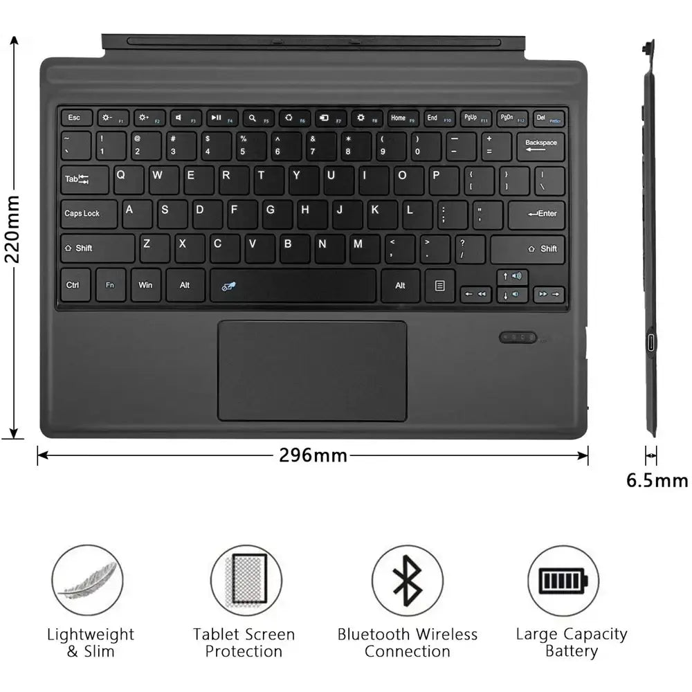 Bluetooth Backlight Keyboard For Microsoft Surface Pro 3 4 5 6 7/7+,Surface Pro 8 9 10 11 X Backlit Wireless Touchpad