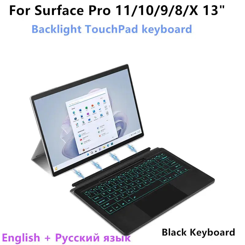 Bluetooth Keyboard For Microsoft Surface Pro 11 2024 10 9 8 X Wireless TouchPad Backlit Keyboard for Surface Pro11