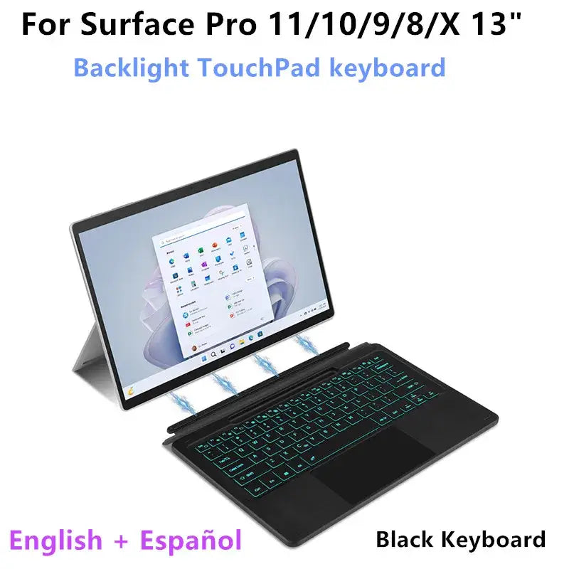 Bluetooth Keyboard For Microsoft Surface Pro 11 2024 10 9 8 X Wireless TouchPad Backlit Keyboard for Surface Pro11