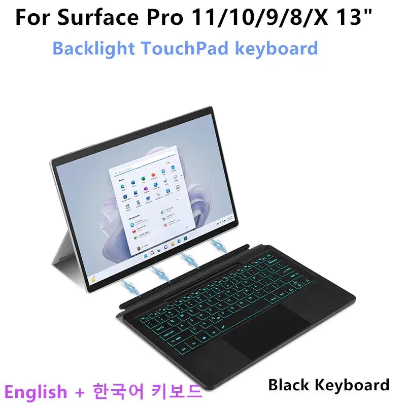 Bluetooth Keyboard For Microsoft Surface Pro 11 2024 10 9 8 X Wireless TouchPad Backlit Keyboard for Surface Pro11