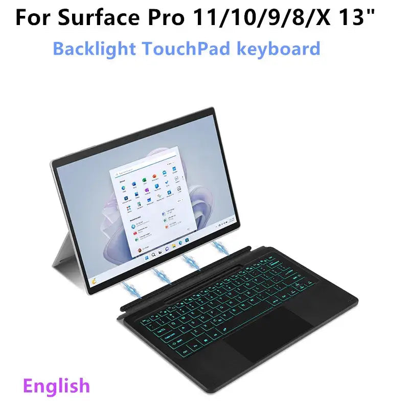 Bluetooth Keyboard For Microsoft Surface Pro 11 2024 10 9 8 X Wireless TouchPad Backlit Keyboard for Surface Pro11