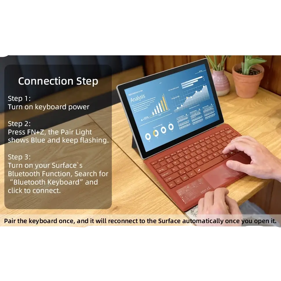 Bluetooth Keyboard For Surface Pro 11 10 9 8 X,For Microsoft Surface Pro 3 4 5 6 7/7 Plus Detachable Slim Type Cover