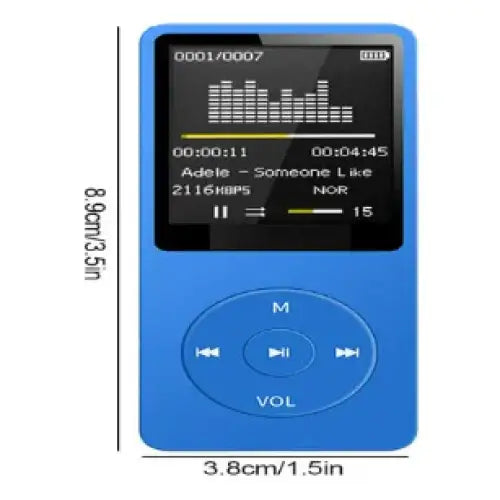 Bluetooth MP3 Player with FM Radio (available in 6 colours) - Blue / Fm Radio / Mp3 Music Player - SS