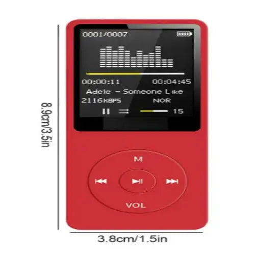 Bluetooth MP3 Player with FM Radio (available in 6 colours) - Red / Fm Radio / Mp3 Music Player - SS