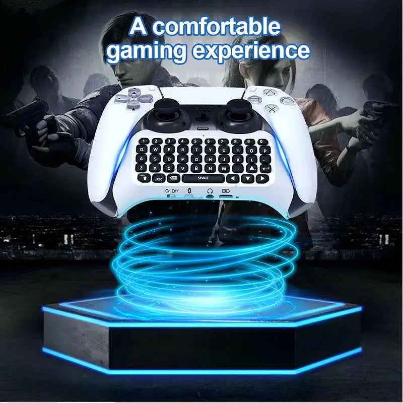 Bluetooth Wireless Keyboard for PS5 Controller - External Chatpad for PlayStation 5 - White