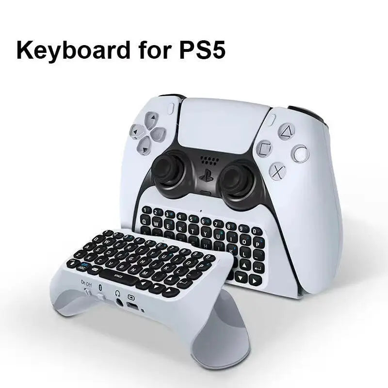 Bluetooth Wireless Keyboard for PS5 Controller - External Chatpad for PlayStation 5 - White