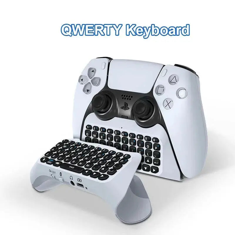 Bluetooth Wireless Keyboard for PS5 Controller - External Chatpad for PlayStation 5 - White