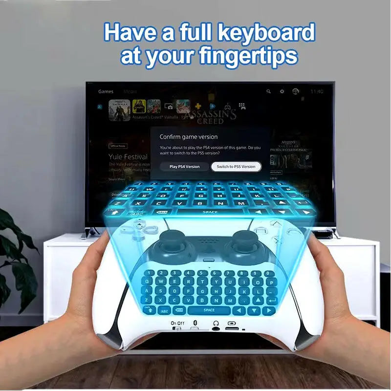 Bluetooth Wireless Keyboard for PS5 Controller - External Chatpad for PlayStation 5 - White