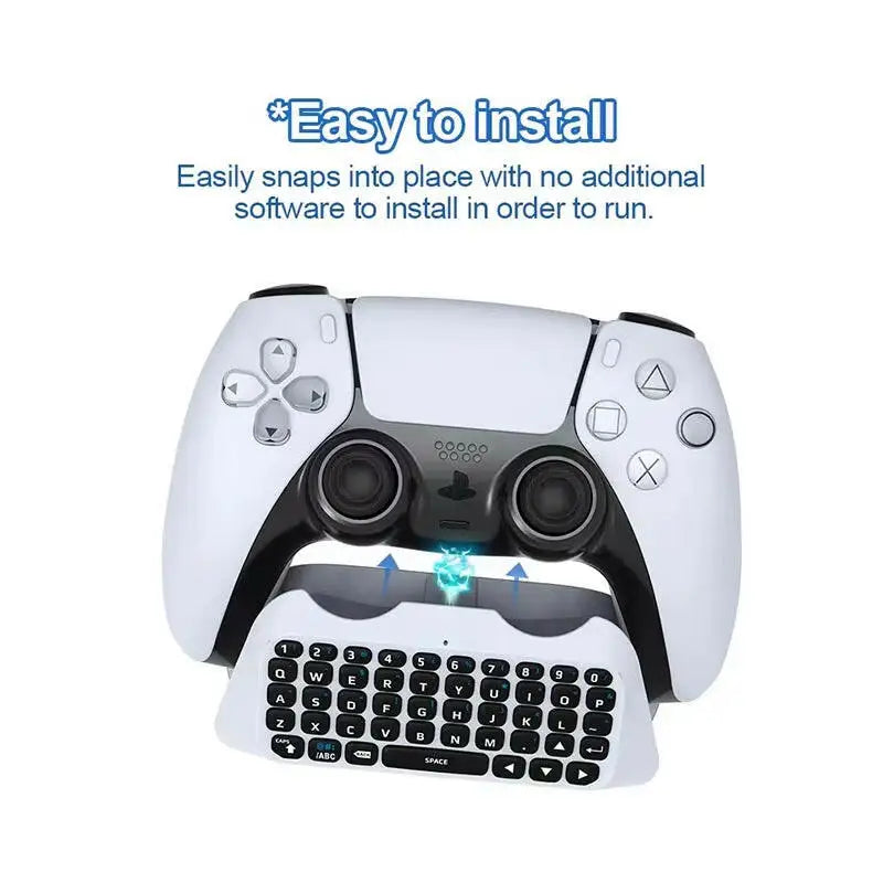 Bluetooth Wireless Keyboard for PS5 Controller - External Chatpad for PlayStation 5 - White