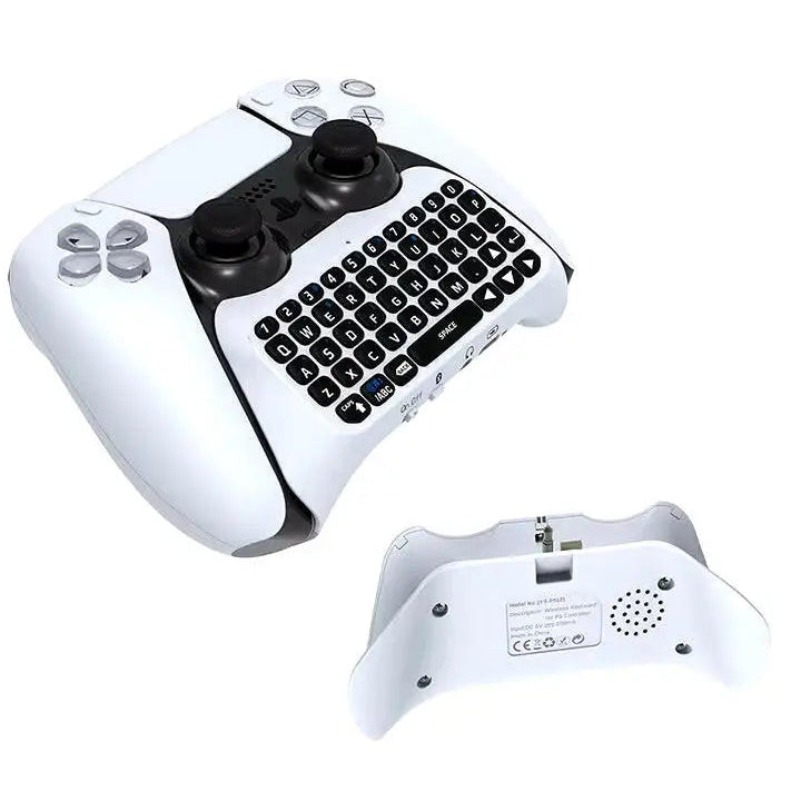 Bluetooth Wireless Keyboard for PS5 Controller - External Chatpad for PlayStation 5 - White
